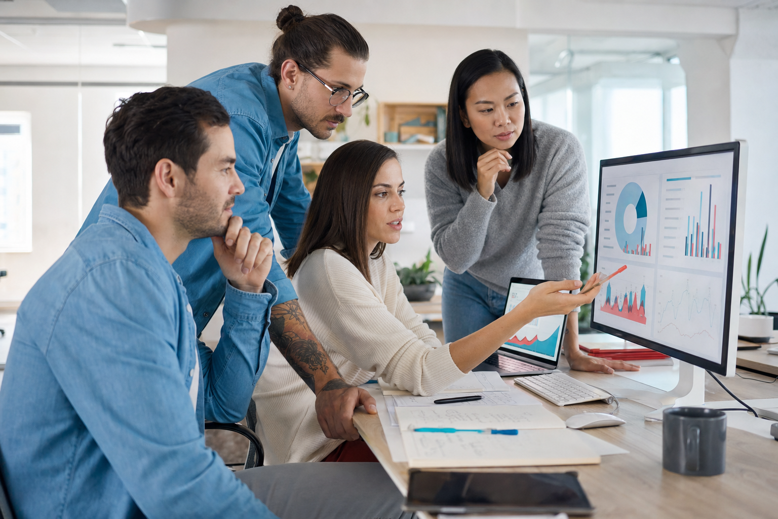 Equipo analizando los resultados del Dashboard